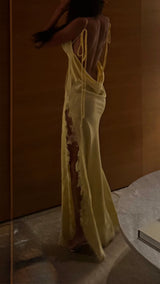 Nudo Long Dress Yellow With Lace
