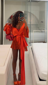 Rio Robe Orange with Orange Lace