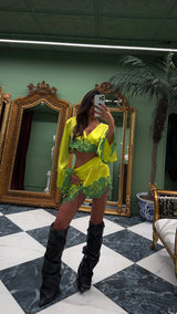 Rio Cropped Top Brazilian Yellow With Green Lace