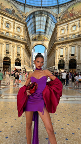 Roma Ruched Mini Dress Purple