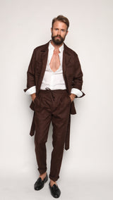 Luca Safari Linen Shirt with French Collar White