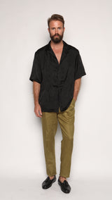 Miami Silk Shirt Black Oriental