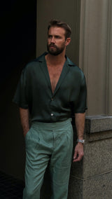 Miami Silk Shirt Forrest Green