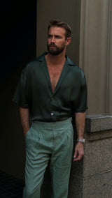 Miami Silk Shirt Forrest Green