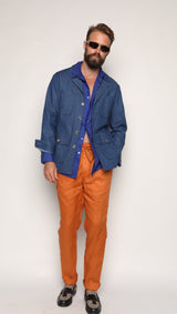 Misha High Waist Drawstring Trousers Orange Cotton/Linen