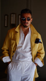 Misha High Waist Drawstring Trousers White Linen