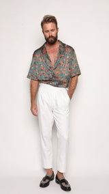 Miami Silk Shirt Teal Oriental