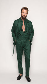 Safari Jacket Peacock Green Linen