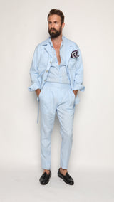 Safari Jacket Baby Blue Linen