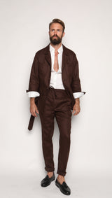 Safari Jacket Chocolate Brown Linen