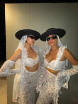 La Bonita Corset White Lace and Necktie