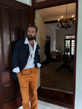 Misha High Waist Drawstring Trousers Orange Cotton/Linen