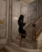 Tulum Feather Wrap Top Black Silk