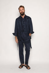 Safari Jacket Navy Blue Linen
