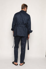Safari Jacket Navy Blue Linen