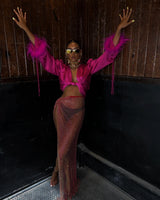 Tulum Feather Wrap Top Pink