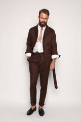 Luca Safari Linen Shirt with French Collar White