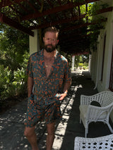 Miami Silk Shirt Teal Oriental