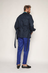 Luca Safari Linen Shirt with French Collar Teal