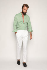 Luca Safari Linen Shirt with French Collar Pistachio