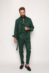 Safari Jacket Peacock Green Linen