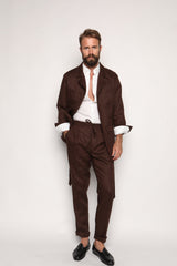 Safari Jacket Chocolate Brown Linen