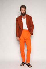 Gio High Waist Ghurka Trousers Orange Cotton