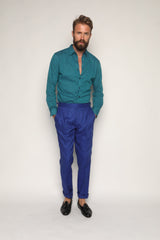 Gio High Waist Ghurka Trousers Cobalt Blue Linen