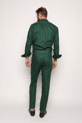 Gio High Waist Ghurka Trousers Peacock Green Linen