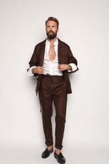 Safari Jacket Chocolate Brown Linen