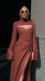 Femme Fatale Corset Brown Linen