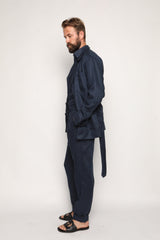 Safari Jacket Navy Blue Linen