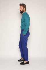 Gio High Waist Ghurka Trousers Cobalt Blue Linen
