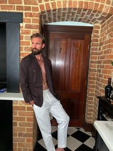 Misha High Waist Drawstring Trousers White Linen