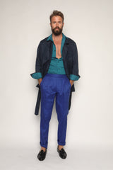Safari Jacket Navy Blue Linen
