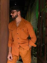 Misha High Waist Drawstring Trousers Orange Cotton/Linen