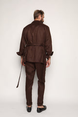 Safari Jacket Chocolate Brown Linen