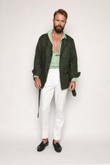 Gio High Waist Ghurka Trousers White Linen