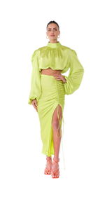 Palermo High Neck Blouse Lime Green