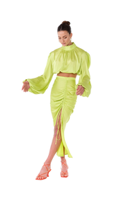 Palermo High Neck Blouse Lime Green