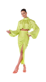 Palermo High Neck Blouse Lime Green