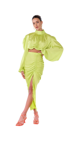 Palermo High Neck Blouse Lime Green