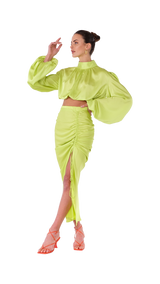 Palermo High Neck Blouse Lime Green