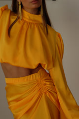 Palermo High Neck Blouse Mandarine Yellow