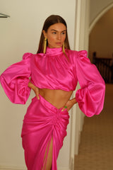 Palermo High Neck Blouse Deep Pink