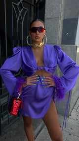 Tulum Feather Wrap Top Violet