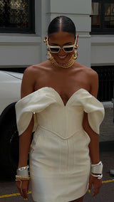 Femme Fatale Mini Zip Skirt Ivory White