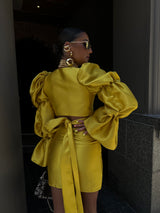 Aurieta Dramatic Sleeve Top Mustard Yellow