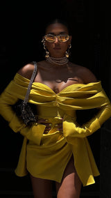 NINETTA MINI DRESS MUSTARD YELLOW