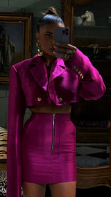 Femme Fatale Mini Zip Skirt Pink Fuchsia